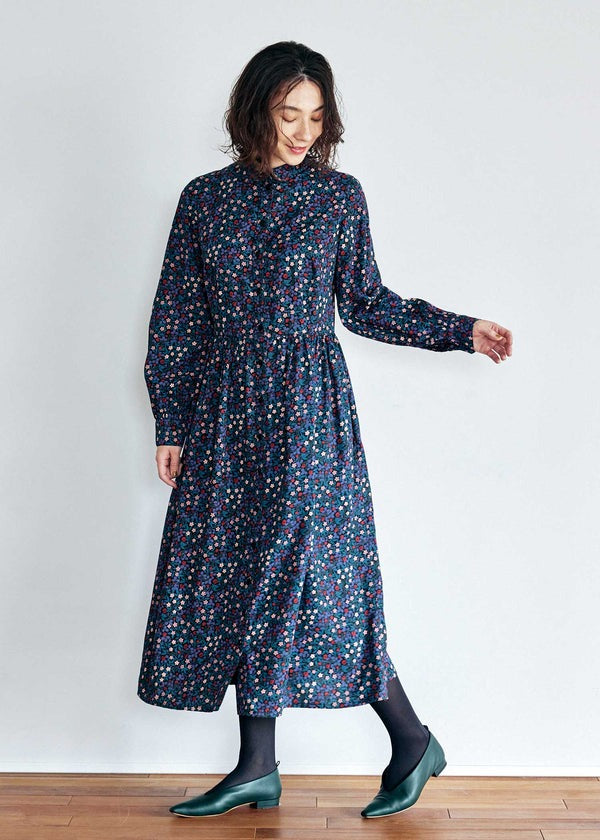 People Tree V&A 聯名幸運草長版襯衫洋裝 - 黑色