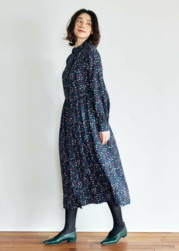 People Tree V&A 聯名幸運草長版襯衫洋裝 - 黑色