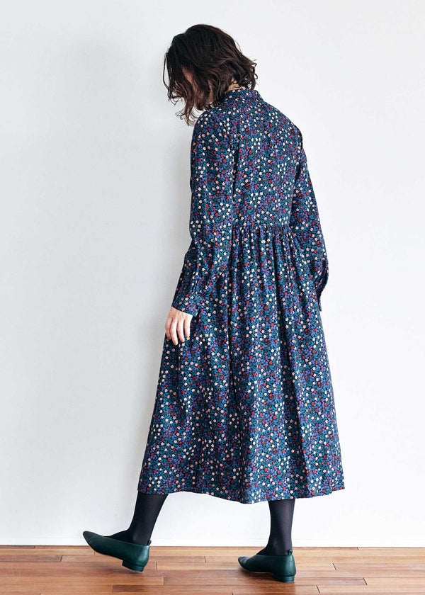 People Tree V&A 聯名幸運草長版襯衫洋裝 - 黑色