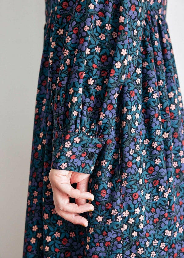 People Tree V&A 聯名幸運草長版襯衫洋裝 - 黑色