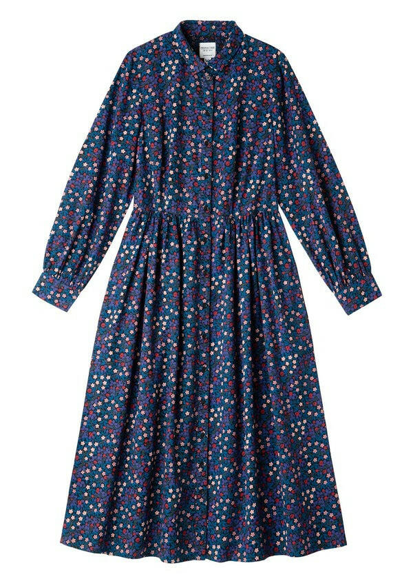 People Tree V&A 聯名幸運草長版襯衫洋裝 - 黑色