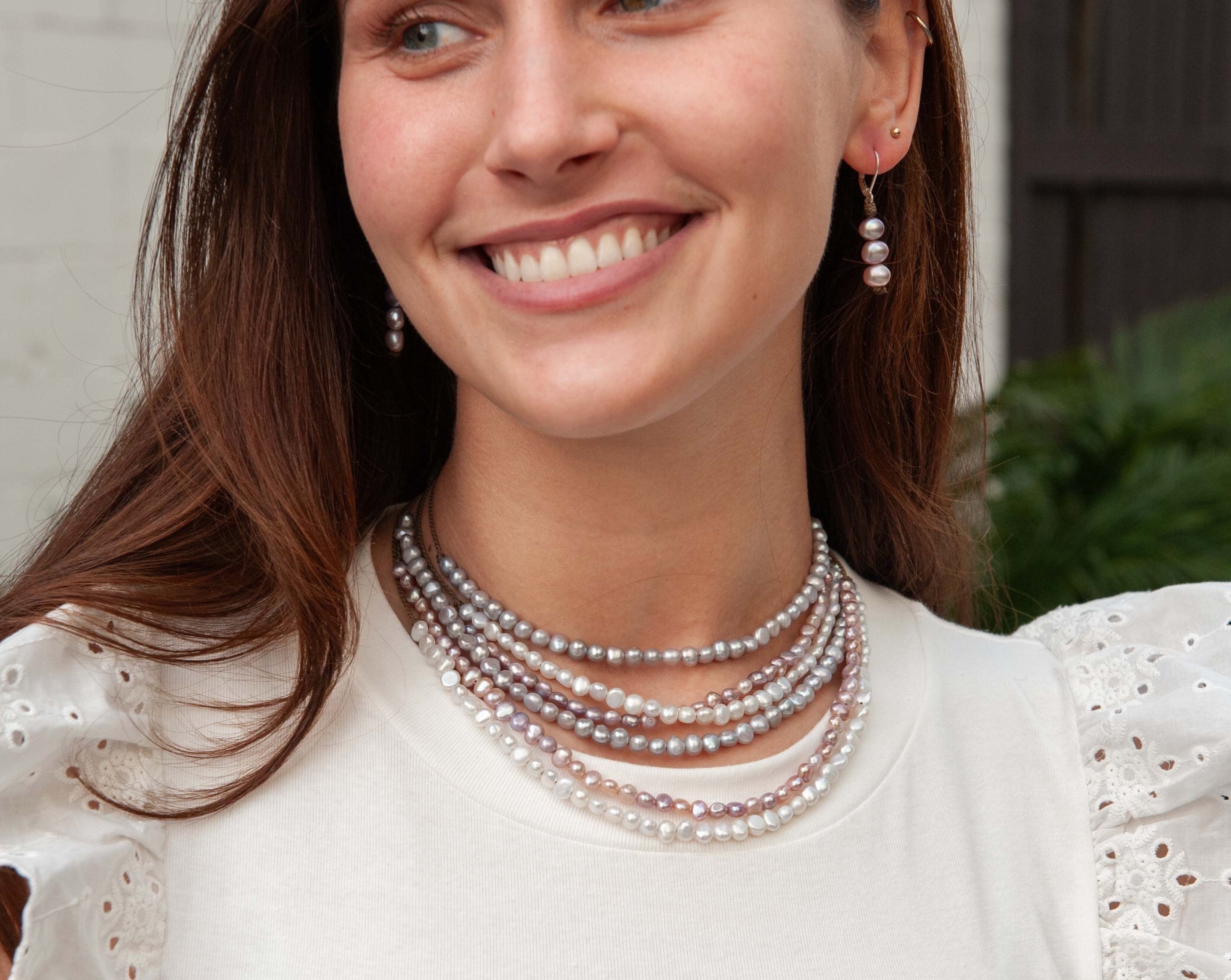 Tula Blue 防水編織項鍊 - 7 吋淡水珍珠與 Puka 貝殼