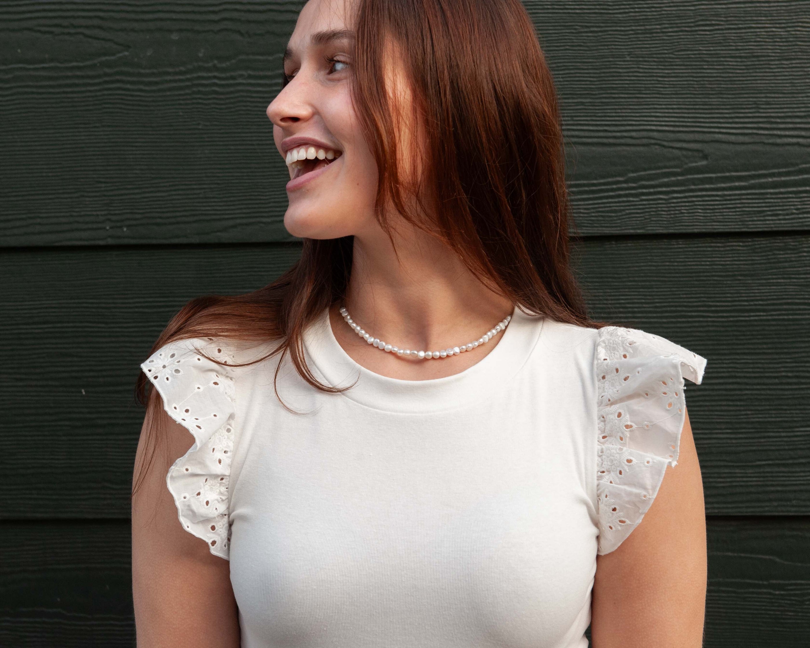 Tula Blue 防水編織項鍊 - 7 吋淡水珍珠與 Puka 貝殼