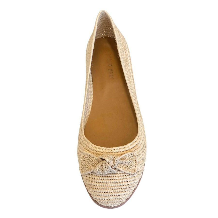 Proud Mary Footwear 摩洛哥手工大蝴蝶結編織平底鞋 - 自然色