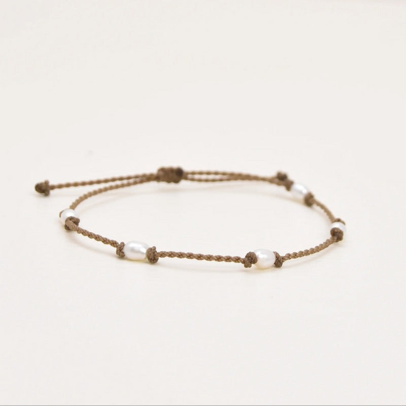 Tula Blue 防水編織手環 - 極簡 5 顆珍珠系列