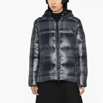 SAVE THE DUCK Yvette Tartan Puffer Jacket 灰格紋 女外套 - 1號