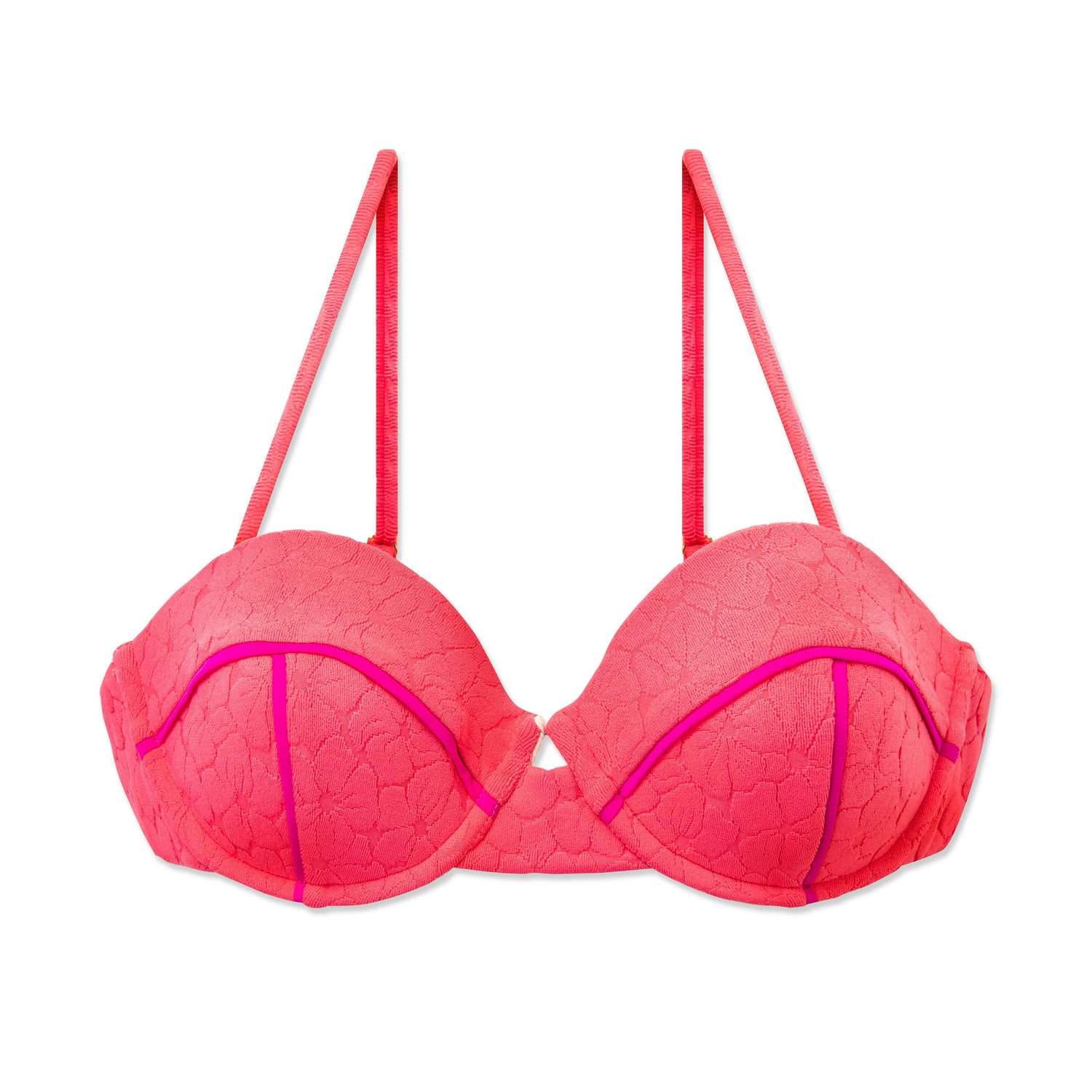 這款Isla De Ibiza Karlie 經典比基尼上身以撩人的半罩杯式比基尼上衣搭配大膽配色,以立體模塑罩杯展現自信曲線。