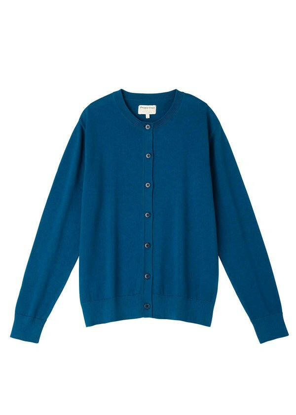 People Tree 有機棉針織開襟衫 - 藍綠