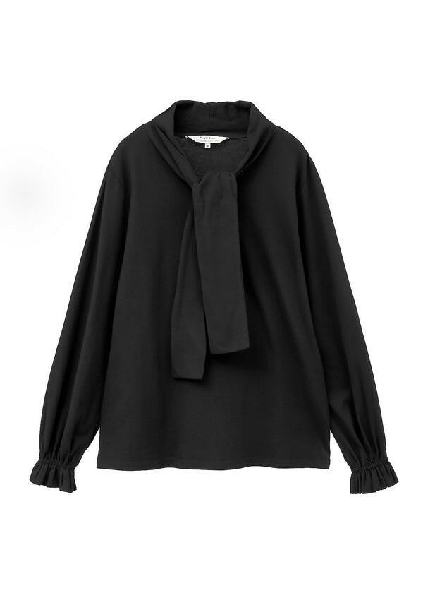 People Tree 有機棉蝴蝶結襯衫 - 黑