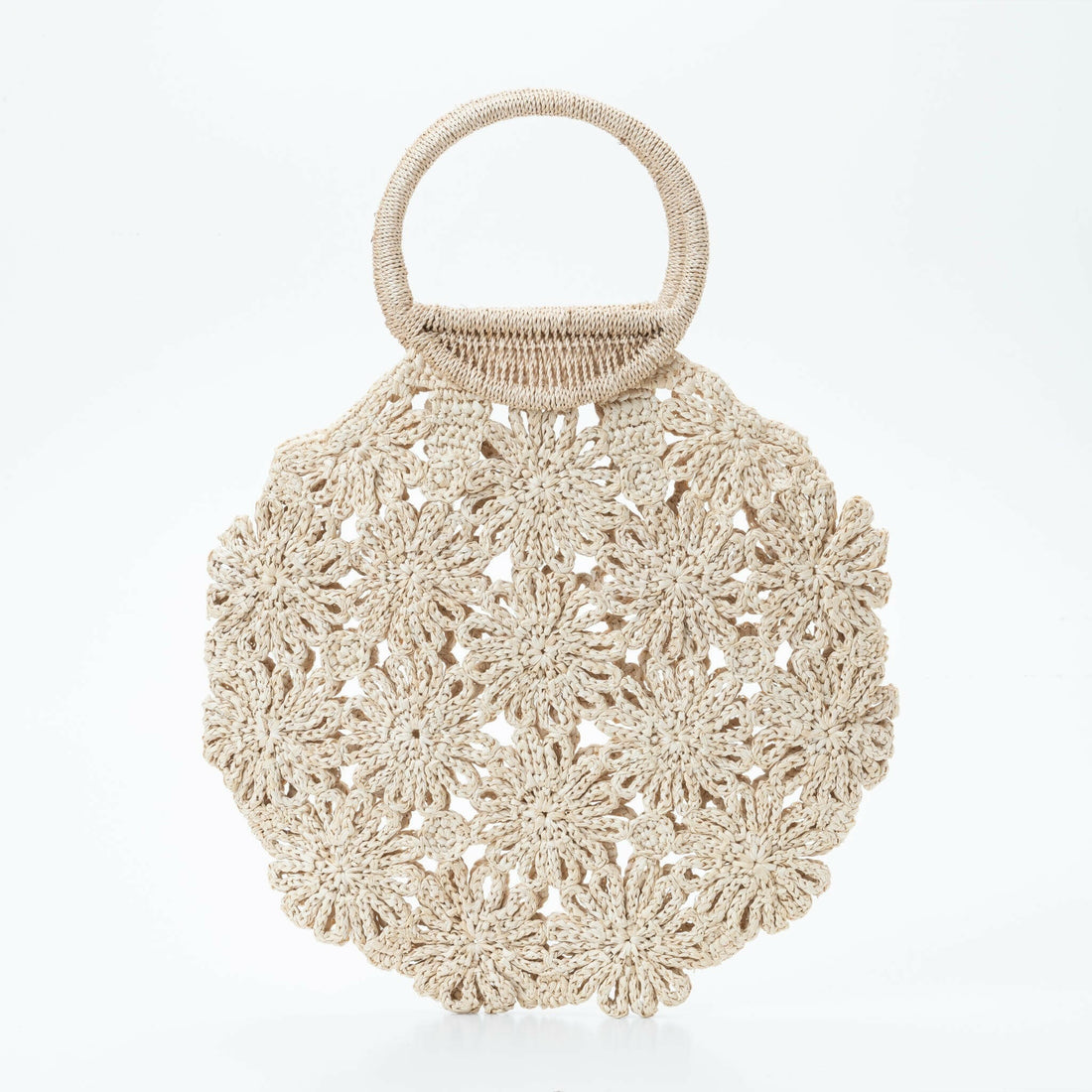 Sulci 典雅花卉蕾絲拉菲草手提包