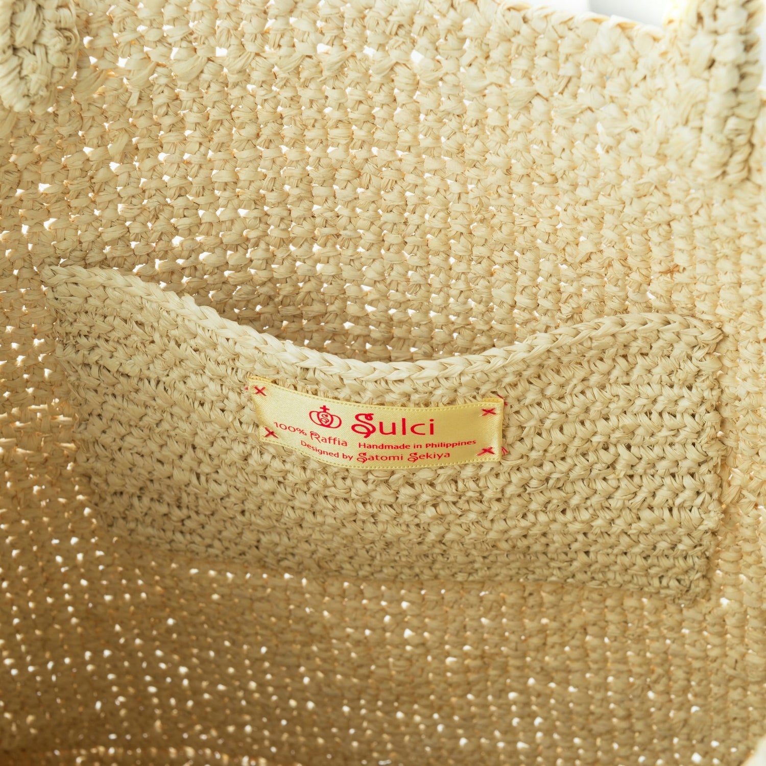 Sulci 立體花飾拉菲草托特包