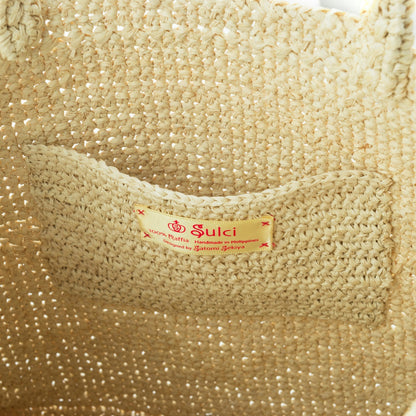 Sulci 立體花飾拉菲草托特包