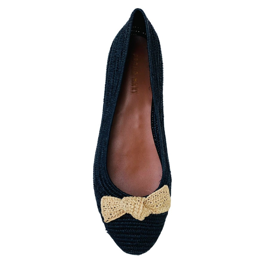Proud Mary Footwear 摩洛哥手工大蝴蝶結編織平底鞋 - 黑