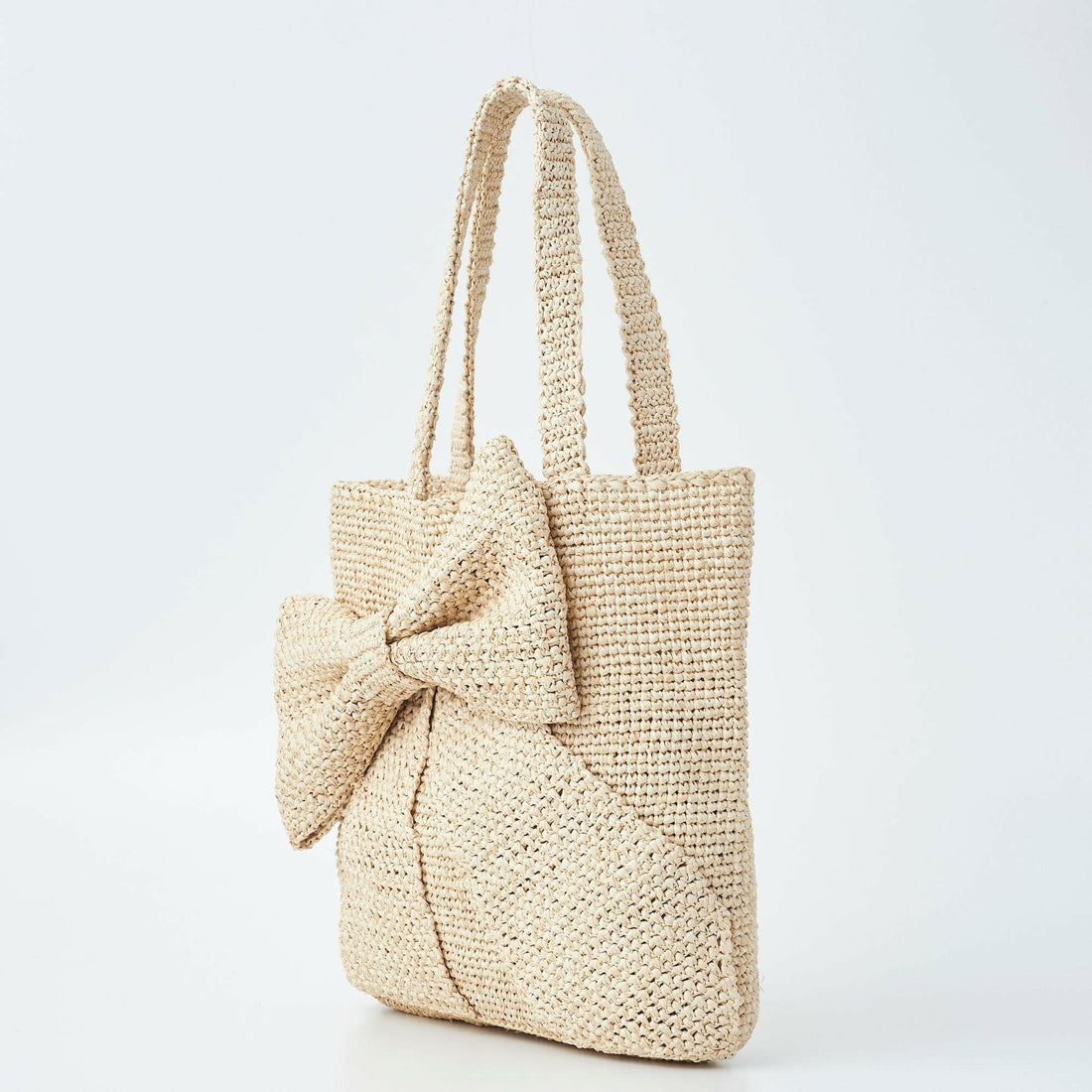 Sulci 甜美大蝴蝶結編織拉菲草包