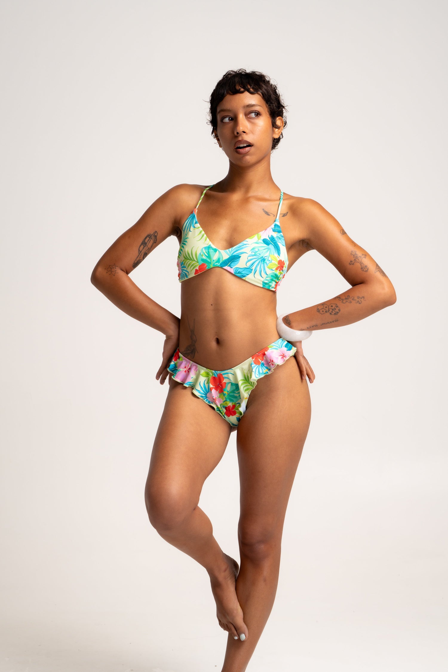 WET 曦光流影 - Farrah Bottom 甜美裙邊比基尼下身 熱帶叢林