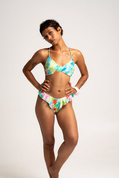 WET 曦光流影 - Farrah Bottom 甜美裙邊比基尼下身 熱帶叢林