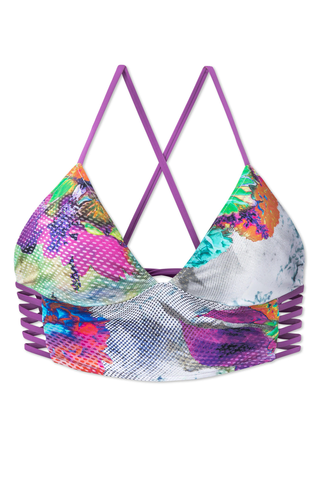 Electric Bloom Crystal 經典比基尼上身三角型比基尼上衣與運動風短版背心成為本季熱門選擇,為傳統泳裝注入全新活力與動感。
