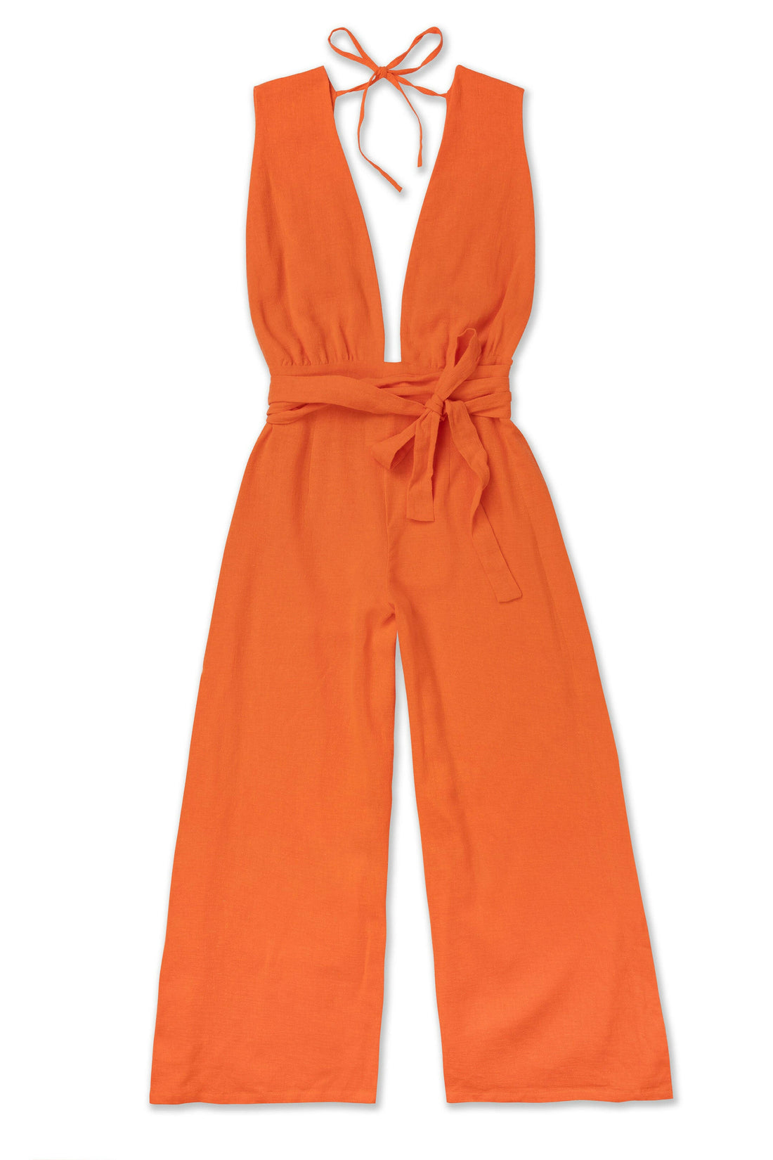 Riviera Maya Stella 風尚連身褲輕薄的亞麻材質,讓妳在沙灘可以時刻保持時尚俐落。